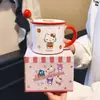 Taza de cerámica de dibujos animados Sanrio para uso doméstico, taza de leche linda y creativa para niños, taza abierta para estudiantes