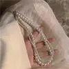 Collar de perlas de imitación color aguamarina estilo francés para mujer, elegante y único, nuevo modelo popular 2025, cadena doble para suéter
