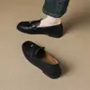 Zapatos de Cuero para Mujer Moda Británica Tacón Grueso Versátiles 2026 Nueva Colección Principios de Primavera Mocasines Suaves de Cuero sin Cordones para Mujer