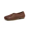 Agotado - Zapatos Planos Bajos sin Cordones de Piel de Vaca Mate Slip-ons Casuales Retro Zapatos para Mujer Piel Genuina Zapatos de Madre