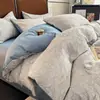Juego de ropa de cama de gasa suave y amigable con la piel de algodón 100% Clase A de tres capas, juego de cuatro piezas con diseño de jacquard, funda de edredón de algodón puro, sábana, juego de tres piezas para dormitorio