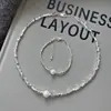 Pulsera Apilable de Perlas y Plata Marca S para Mujer Lujo Ligero Nicho Exquisita Joyería de Pulsera de Gama Alta Modelo Nuevo 2025