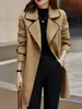 Novo Moda Outono/Inverno 2026 Solto Emagrecedor Color Block Estilo Coreano para Ir ao Trabalho Cor Sólida Comprimento Médio Casaco de Lã para Mulheres