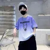Camisetas de Verano para Niños de Algodón Puro de Manga Corta, Estilo Nuevo, Tie-Dye Degradado Elegante, Versátiles, de Media Manga