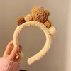 Faixa de Cabelo Fofa de Urso Plush para Lavar o Rosto Desenho Animado Urso Bolo Faixa de Cabelo Lã de Ovelha Colorida Bola de Cabelo Tridimensional Faixa de Cabelo para Maquiagem