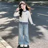 Conjunto de Primavera y Otoño para Niñas 2026 Nuevo Estilo Camiseta Falsa de Dos Piezas Infantil Moda de Niña Conjunto de Dos Piezas de Otoño Tendencia