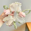 Laço de Cabelo de Renda Doce, Scrunchie de Luxo Estilo Coreano, Laço de Cabelo Extra-Grande para Coque, Corda de Cabelo para Rabo de Cavalo, Acessório de Cabelo