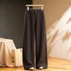 Calça de Lã Acetato Wide Leg Feminina Inverno Grossa Moda Cintura Alta Slim Perna Reta Calças Casuais Femininas 2026 Nova