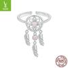 Prata Ziyun original sonho apanhador de sonhos anel aberto Europeu e Americano elegante temperamento de luxo 925 pulseira de anel de prata esterlina