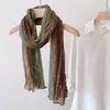 Estilo Celebridade da Internet Igual Todas as Ocasiões Plissado Degradê Primavera e Outono Algodão e Linho Lenço Lenço Feminino Artístico Outono e Inverno Xale Estilo Coreano Lenço