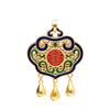 Colgante de candado de la fortuna en color dorado, collar con candado Ruyi, colgante de oro con arena cloisonné azul quemado hueco, estilo cortesano para mujer