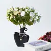 8 Esquejes de Rosa de Flores Artificiales Estilo Europeo Lujo Accesible Pintura al Óleo Borde Quemado Decoración de Mesa para Sala de Estar Decoración de Flores Artificiales