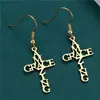 Pendientes de Acero Inoxidable con Cruz de Letra y Corazón Transfronterizos Europeos y Americanos, Pendientes de Moda Minimalistas de Lujo Ligero de Alta Gama