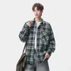 Camisa de Cuadros de Nicho de Manga Larga, Corte Holgado para Hombre, Versátil para Primavera, Camisa de Marca de Moda Estilo Perezoso, Chaqueta de Estilo Académico High Street Americano