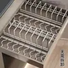 Prateleira de Armazenamento de Louça de Aço Inoxidável Prateleira de Armazenamento de Cozinha Prateleira Escorredora de Louça Doméstica Gabinete Multifuncional Prateleira Doméstica