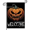 Bandeira Popular de Jardim para Halloween da Amazon Rosto de Fantasma de Abóbora Impresso Material de Linho Bandeira de Decoração para Jardim Externo