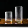 Taza de Vidrio con un Toque de Lujo, Taza de Té Estilo Ins, Taza de Agua, Taza de Café, Taza de Bebida Vertical Rayada Estilo Japonés Resistente a Altas Temperaturas para el Hogar