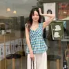 Fotos Reais, Preço Real # Camisola Xadrez Floral para Mulheres 2026 Novo Estilo Doce e Picante Jovem Sem Mangas para Usar por Cima