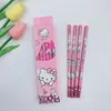 Lápices de Madera Monocromáticos de Dibujos Animados Lindos, Lápices del Grupo de Chicas Caza de Brujas, Lápices de Escritura Hb, Caja de Regalo con 12 Piezas