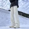 Pantalones impermeables con forro de polar para hombre para otoño e invierno, pantalones de trabajo holgados rectos de moda para exteriores, pantalones casuales gruesos