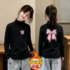 Camiseta de Manga Larga Otoño Invierno 2026 para Niñas, Camiseta Térmica de Forro Polar, Top Cálido Estilo Coreano con Volantes para Bebé, para Niños de Edad Media a Mayores