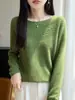 26 Nuevo Suéter de Punto para Mujer de Otoño, Cuello Redondo, Camisa Base de Punto Trenzado Holgada para Mujer