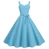 Vestido estilo Hepburn retrô com alça sexy e balanço em estoque 2023 Amazon French Summer Hot Sale