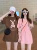 Estilo europeu de comprimento médio de manga curta das mulheres T-shirt verão Novo plus size solto estilo calças desaparecer quadril-cobrindo meia - manga top