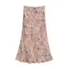 Falda de satén con estampado de leopardo para mujer, nuevo de verano 2026, vintage, fluida, de longitud media, ajustada, línea A, cola de pez