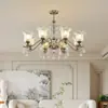 Lustre de sala de estar de luxo leve estilo francês, luminária de cristal estilo americano, luminária de sala de jantar minimalista retrô estilo europeu, luminária de quarto principal estilo japonês mid-century