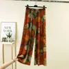 Pantalones Casuales Sueltos Finos Nuevos de Verano Algodón Seda Versátiles de Moda Adelgazantes para Casa Pantalones de Mujer Cintura Alta Pierna Ancha