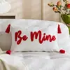 Funda de Almohada para Pareja Seleccionada Cuidadosamente Transfronteriza con Bordado de Toalla Roja, Bordado de Corazón Rosa, Funda de Almohada de Amor para el Día de San Valentín