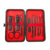 Set Negro de 10 Piezas de Cortauñas, Tijeras para Uñas, Herramientas de Manicura, Bolsa Plegable, Cortauñas, Almacenamiento Portátil, Acero Inoxidable