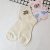 Meias Femininas para Primavera e Outono, Meias de Cano Médio com Desenhos de Animais, Meias Esportivas Estilo Japonês, Meias Brancas Fofas para Senhoras
