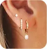 Set de Pendientes de Aro Personalizados, Hermosos Pendientes de Flor Cruzada con Circonita Incrustada en Cobre, Joyería Pequeña y de Moda para Mujeres