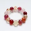 Pulseira Delight Batimento Cardíaco Cristal de Limão Natural Ágata Vermelha para Mulheres, Presente Versátil, Pulseira para Atacado