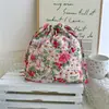 Saco de armazenamento com cordão de tecido de algodão floral bolso de trouxa de algodão saco de presente bolsa de viagem bolsa de armazenamento para casa atacado