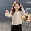 Camiseta de Manga Longa para Meninas Outono 2026 Nova Elegante Bebê Menina Princesa Poá Top Primavera e Outono Roupa Infantil