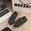 Zapatos de Algodón para Mujer Estilo Birkenstock de Moda con Forro de Felpa para Otoño e Invierno, Zapatos Planos de Suela Blanda, Mocasines Retro Japoneses Populares para Mujeres Embarazadas
