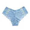 Ropa Interior de Encaje Europea y Americana para Mujer, Comercio Exterior Transfronterizo, Bragas de Encaje Transparentes Sexy y Eróticas de Cintura Media con Retazos