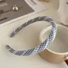 Faixa de Cabelo Xadrez Azul Sal Marinho Listrada Fina, Fresca e Simples, Faixa de Cabelo Básica para o Dia a Dia de Topo Alto, Acessório de Cabelo Feminino Estilo Universitário