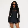 Ropa para Mujer Europea y Americana Otoño 2025 Nuevo Mono de Malla con Parches de Color Sólido Set de Vestido con Tirantes Venta al por Mayor