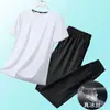 [Destacado] Traje Deportivo de Seda Helada de Verano para Hombre Camiseta de Manga Corta Pantalones Casuales Conjunto Casual de Dos Piezas para Hombre 2026