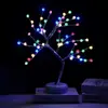 Lámpara de Mesa Forma de Bonsái de Escritorio Luz de Noche LED de Escritorio Árbol de Hierro Rama Plateada Hoja Dorada Estrella Árbol de Navidad
