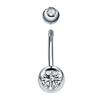 Piercing para ombligo con rosca externa de aleación de titanio G23, doble cabeza de diamante, joyería para piercing corporal de titanio F136