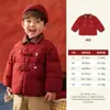 Chaqueta de Algodón Estilo Chino 2026 para Bebés, Abrigo Acolchado Rojo con Cuello Revuelto para Bebés, Botones, Atuendo de Año Nuevo