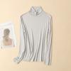 Camisa Base de Manga Longa com Gola Alta 100% Seda de Amora Forro Interno Gola Plush Top Quente Feminino Outono e Inverno