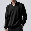 Moletom de Veludo Masculino de Inverno com Zíper na Gola Alta Cor Lisa Cashmere Camisa Base Jaqueta para Homem