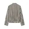 Comercio Exterior Transfronterizo Estilo Europeo y Americano Ropa de Mujer Za Aliexpress Venta Caliente Moda Casual Chaqueta Bomber a Rayas Camisa