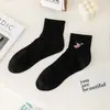 Calcetines de Oso Polar para Hombre, Nueva Colección Primavera/Verano, Calcetines Cortos Bordados de Dibujos Animados Shawn Yue, Calcetines Tobilleros de Algodón Negros y Blancos Deportivos de Moda Coreana